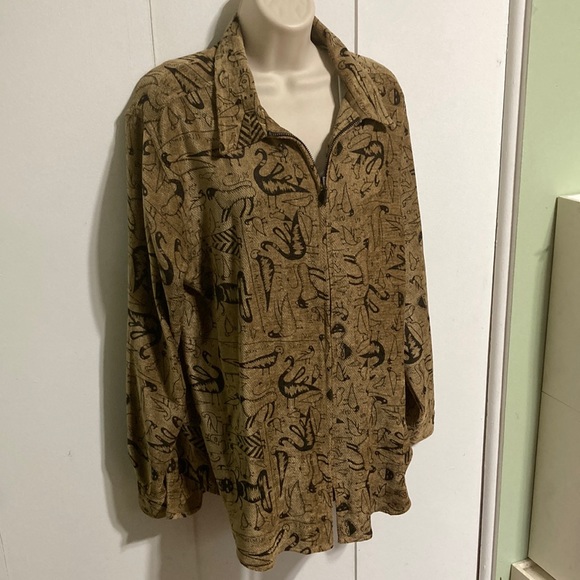 CHICOS DESIGN Shacket Jacket Egyptian Hieroglyphics Zip Womens 12 Chicos 2 - Picture 2 of 16